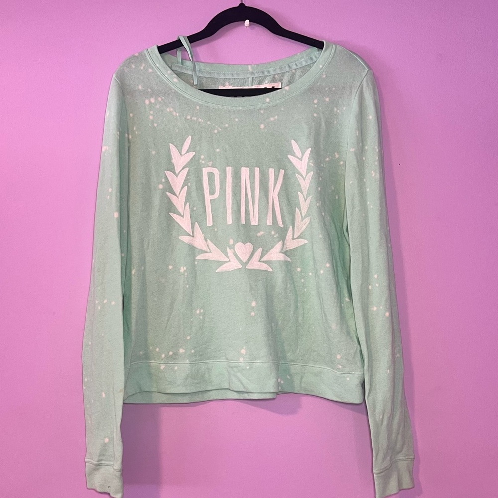 PINK Mint Green Logo Sweatshirt